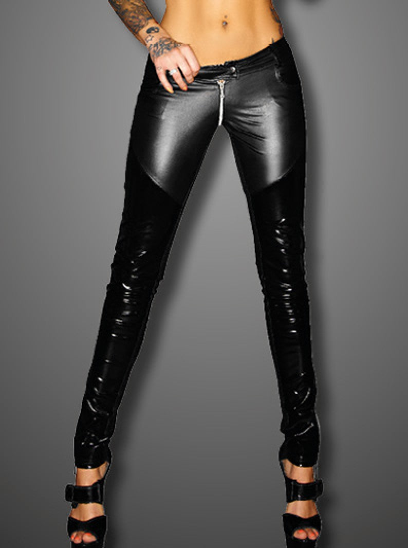 Black Wet-Look & PVC Vinyl Pants W/ Zipper Crotch – www.sightforsite.com